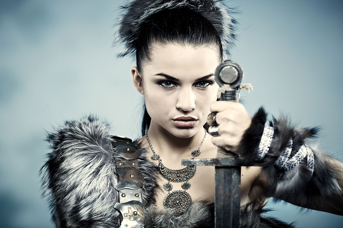 Fantasy stock photo of a woman warrior with a sword