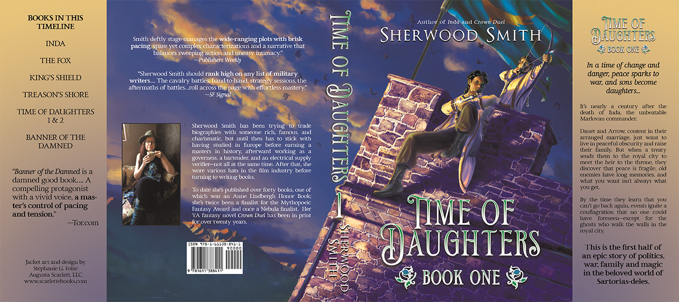 Hardback jacket for Sherwood Smith's Time of Daughters